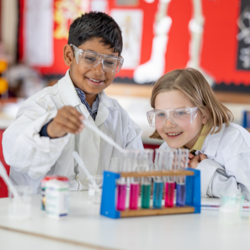 Smiling Children in a Science Lab